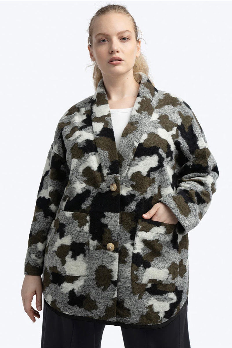 See Rose Go Camo Cardigan