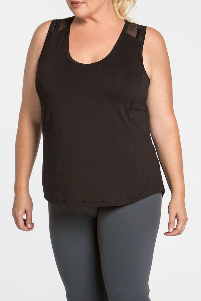 lola getts plus size black mesh back tank activewear coverstory
