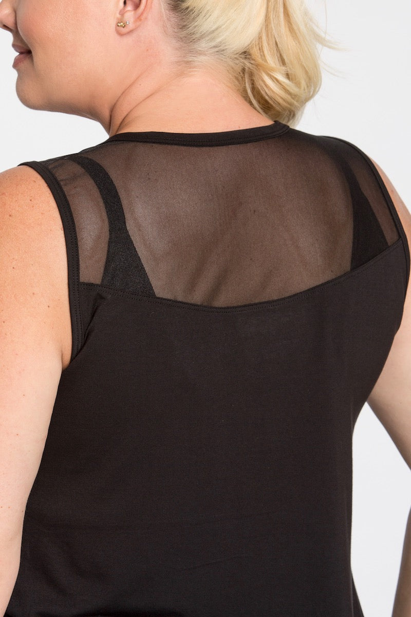 lola getts plus size mesh back tank coverstory black