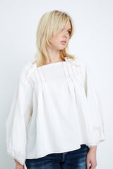 Shegul Sue Ruffle Neck Top natural plus size CoverstoryNYC