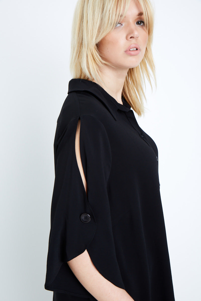Shegul cape sleeve blouse black plus size coverstory