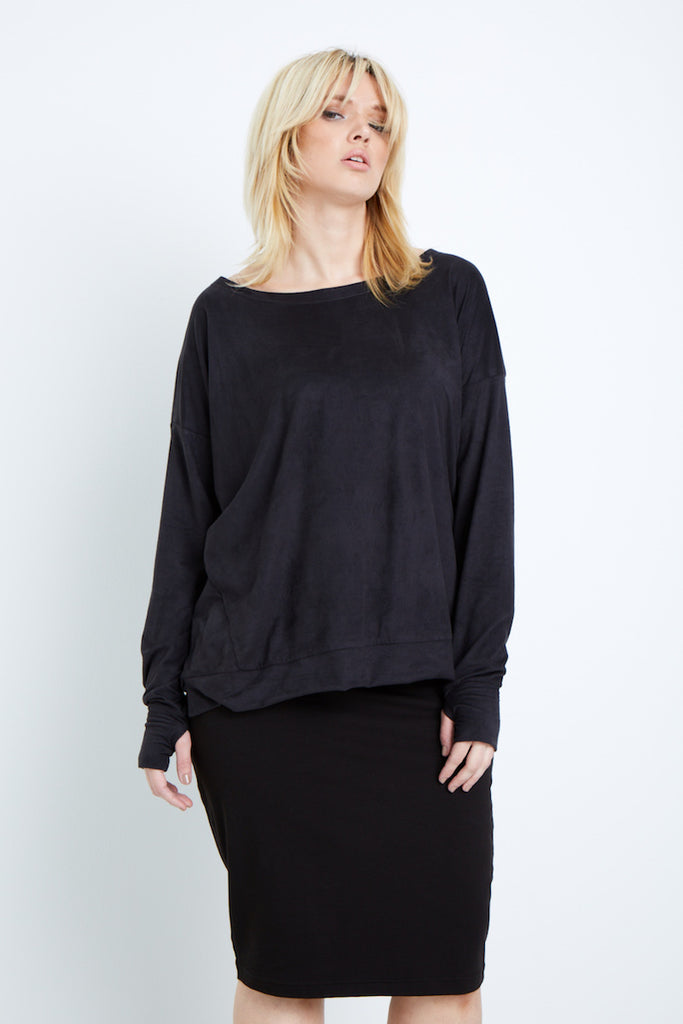 Shegul Valerie Vegan Suede Tee plus size black coverstory