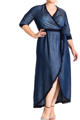 Standard & practices elle denim maxi dress plus size