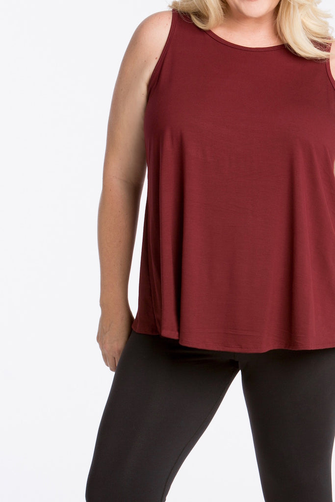 lola getts tulip back tank plus size maroon Coverstory