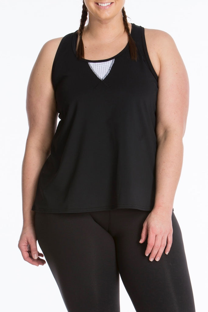 Lola Getts Easy Tank plus size activewear black white