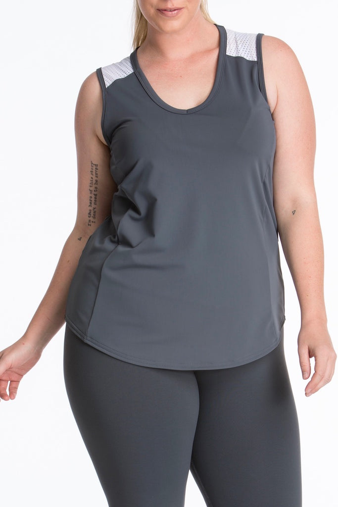 Lola Getts Sport Sleeveless plus size charcoal white