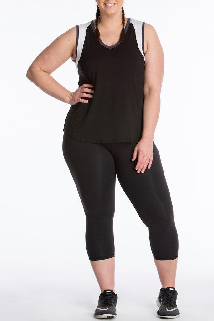 Lola Getts Color Block Muscle Tee plus size Black White