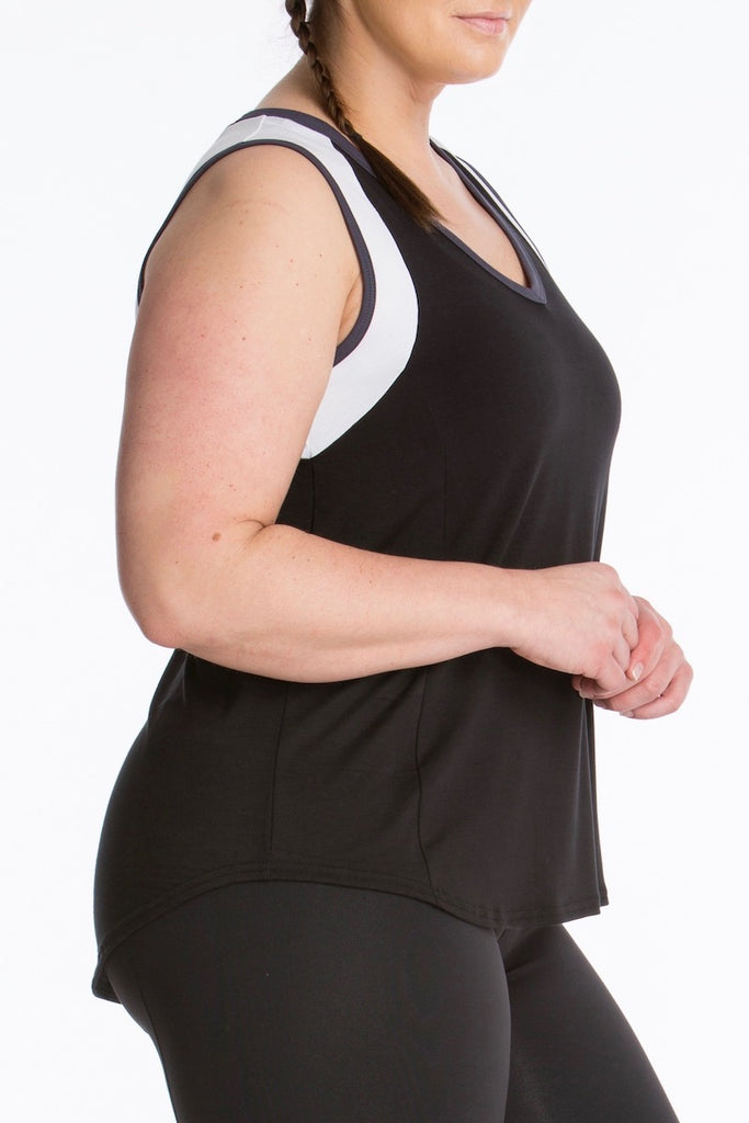 Lola Getts Color Block Muscle Tee plus size Black White coverstory