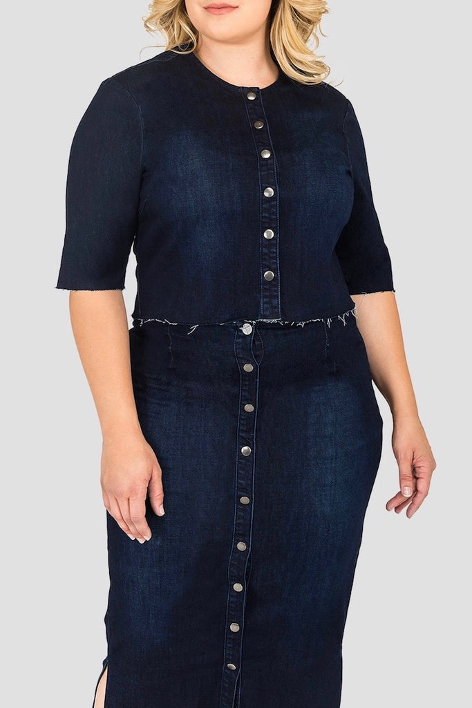 Standards & Practices plus size Elanse cropped denim jacket COVERSTORY