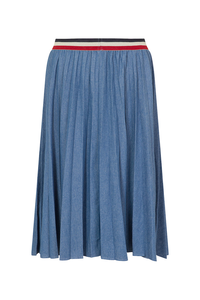 Elvi denim pleated skirt