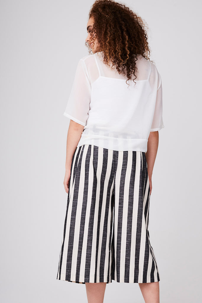 Elvi cropped striped wide leg pant plus size