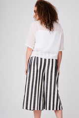 Elvi cropped striped wide leg pant plus size