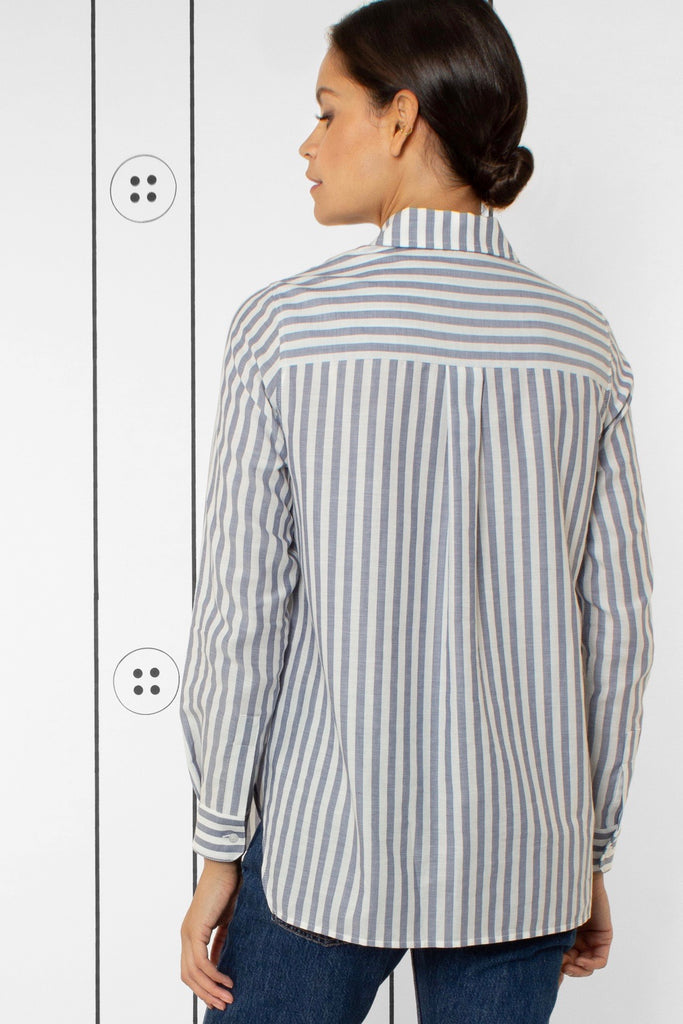 Thirteen-Seven The Trapezoid Pullover Shirt - True Blue Stripe