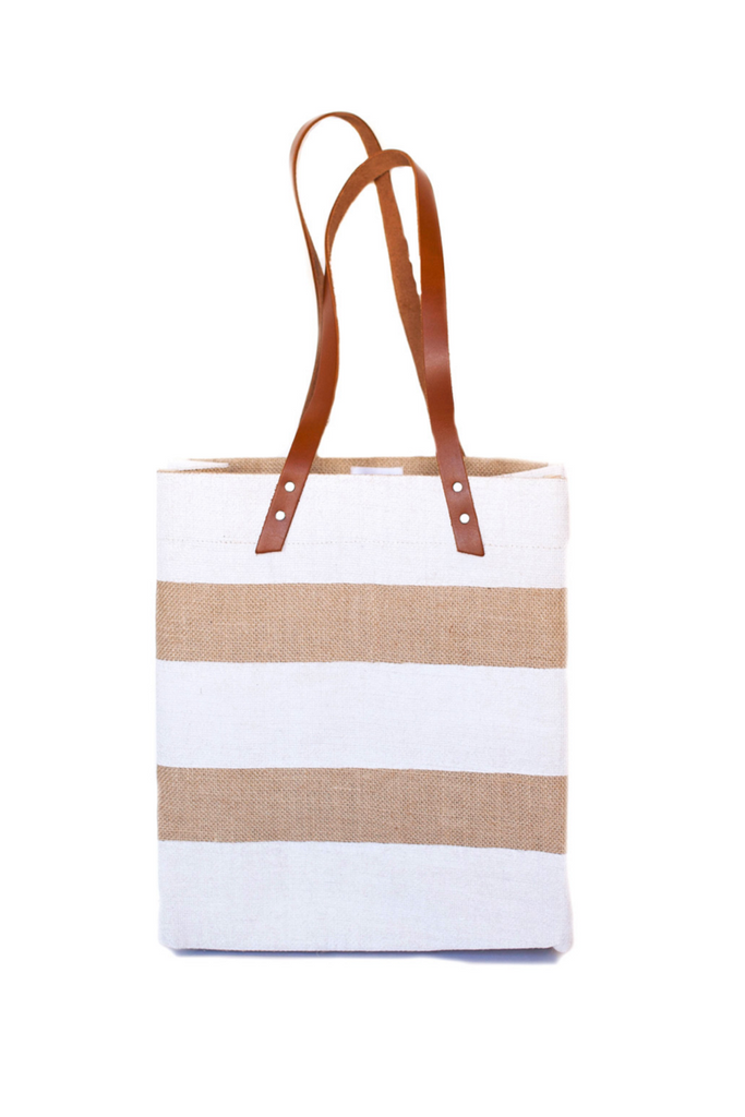 Apolis Nautical Stripe Tote White