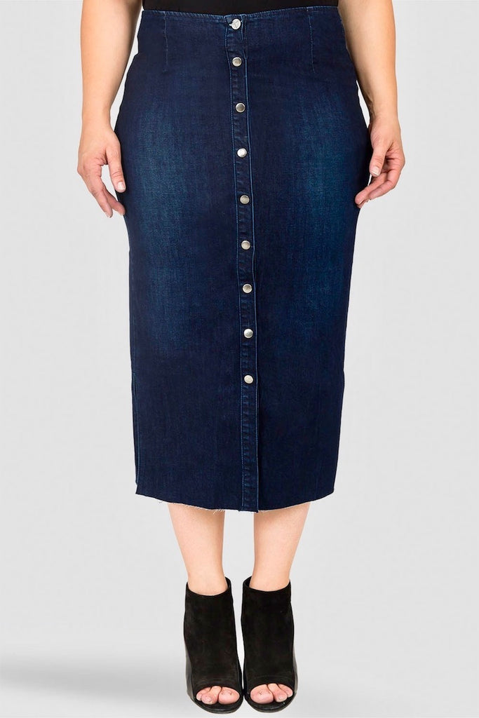 Standards & Practices Elain Denim Midi Pencil Skirt plus size