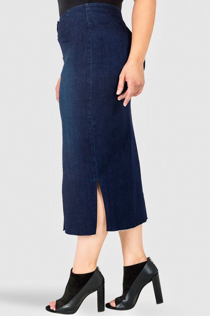 Standards & Practices Elain Denim Midi Pencil Skirt plus size