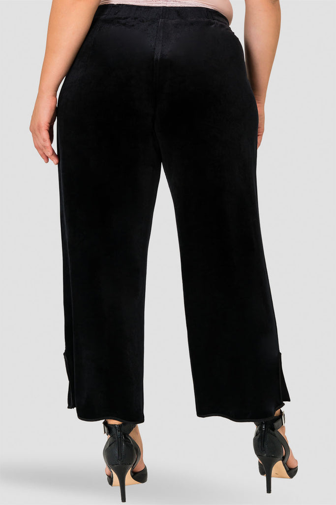 Standards & Practices Libby Velvet Wide Leg Pant plus size black CoverstoryNYC