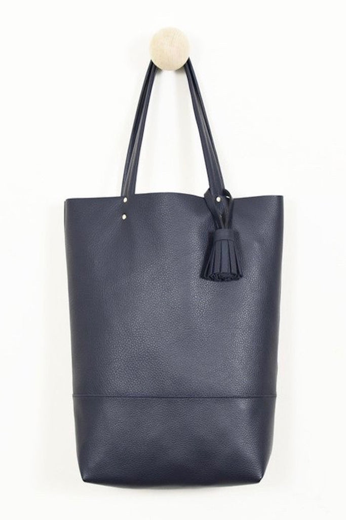 864 navy leather tote coverstorynyc