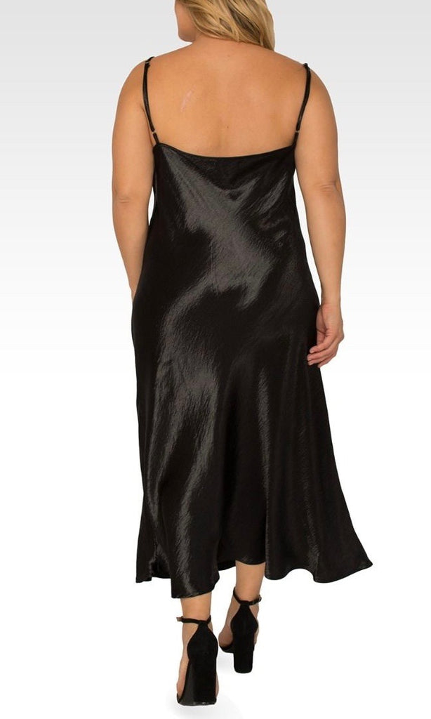 Standards & Practices - Michelle  Satin Slip Dress - Black