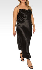 Standards & Practices - Michelle  Satin Slip Dress - Black