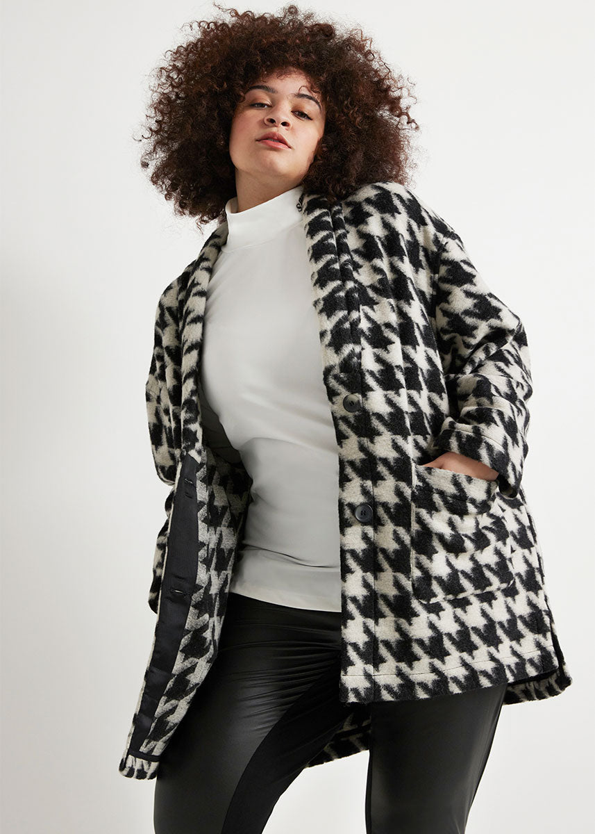 See Rose Go Redo Houndstooth Cardigan