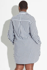See Rose Go Essential Tunic Shirt - Charcoal Stripe