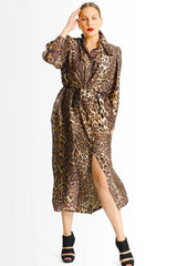 Shegul Leopard Print Shirtdress