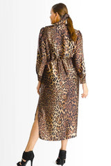 Shegul Leopard Print Shirtdress