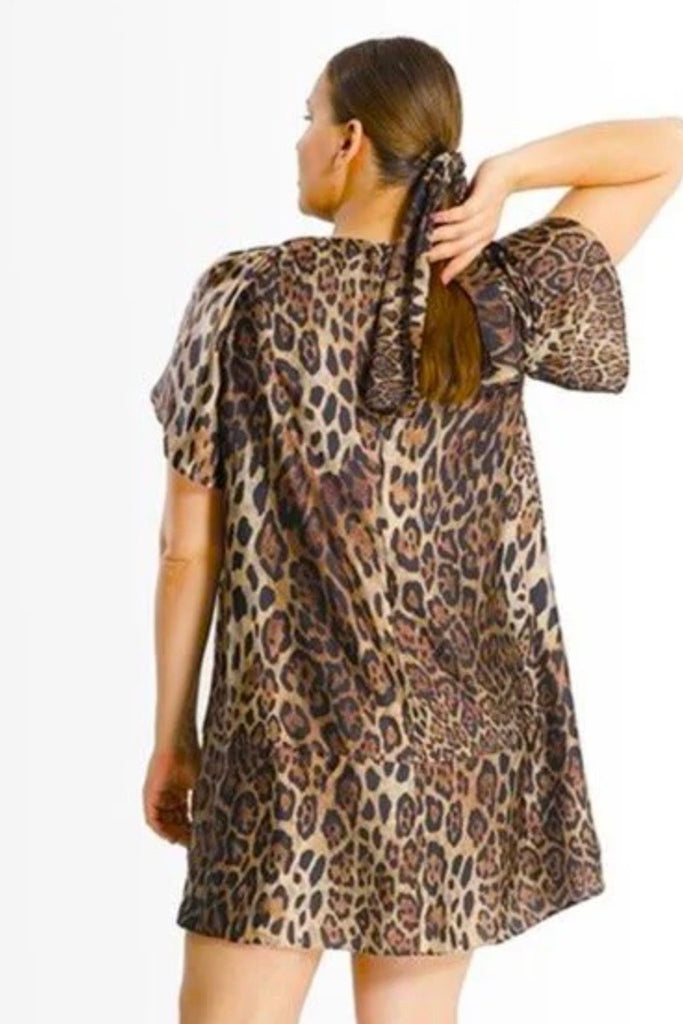 Shegul Angelina A-line Shift Dress - Leopard print