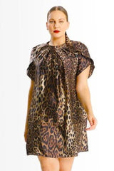 Shegul Angelina A-line Shift Dress - Leopard print