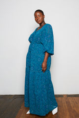 Standards & Practices Maxine Maxi Dress Plus size teal paisley floral dress CoverstoryNYC