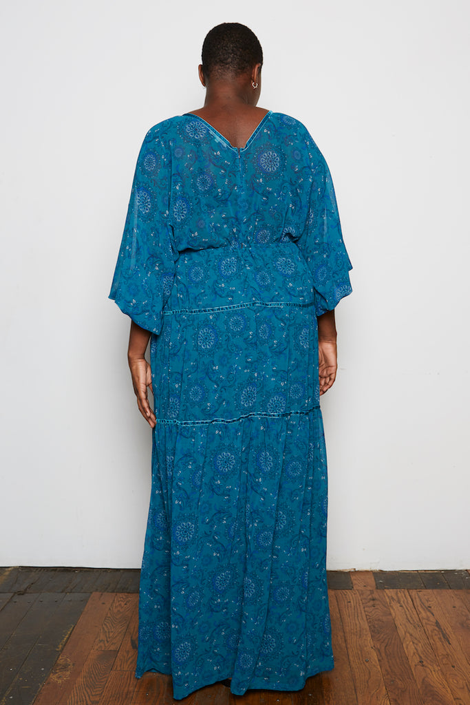 Standards & Practices Maxine Maxi Dress Plus size teal paisley floral dress