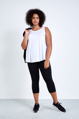 plus size activewear coverstory Lola getts tulip back tank white