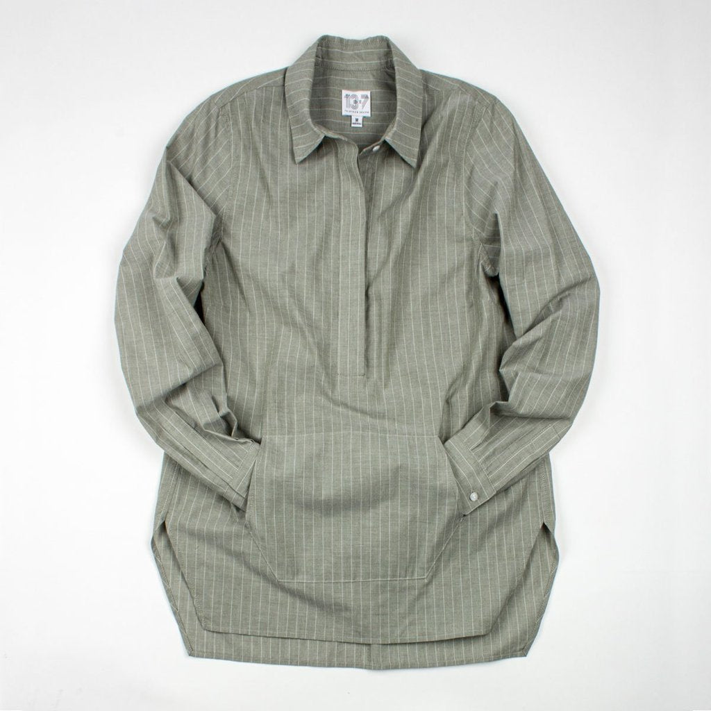 Thirteen-Seven The Trapezoid Pullover Shirt - Artichoke Stripe