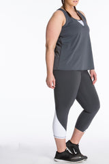 Lola Getts Easy Tank plus size activewear charcoal white CoverstoryNYC