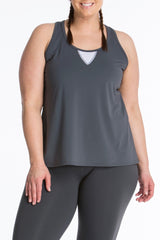 Lola Getts Easy Tank plus size activewear charcoal white