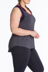 Lola Getts Color Block Muscle Tee Charcoal Navy plus size activewear