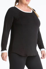 lola getts long sleeves top plus size activewear black white Coverstory