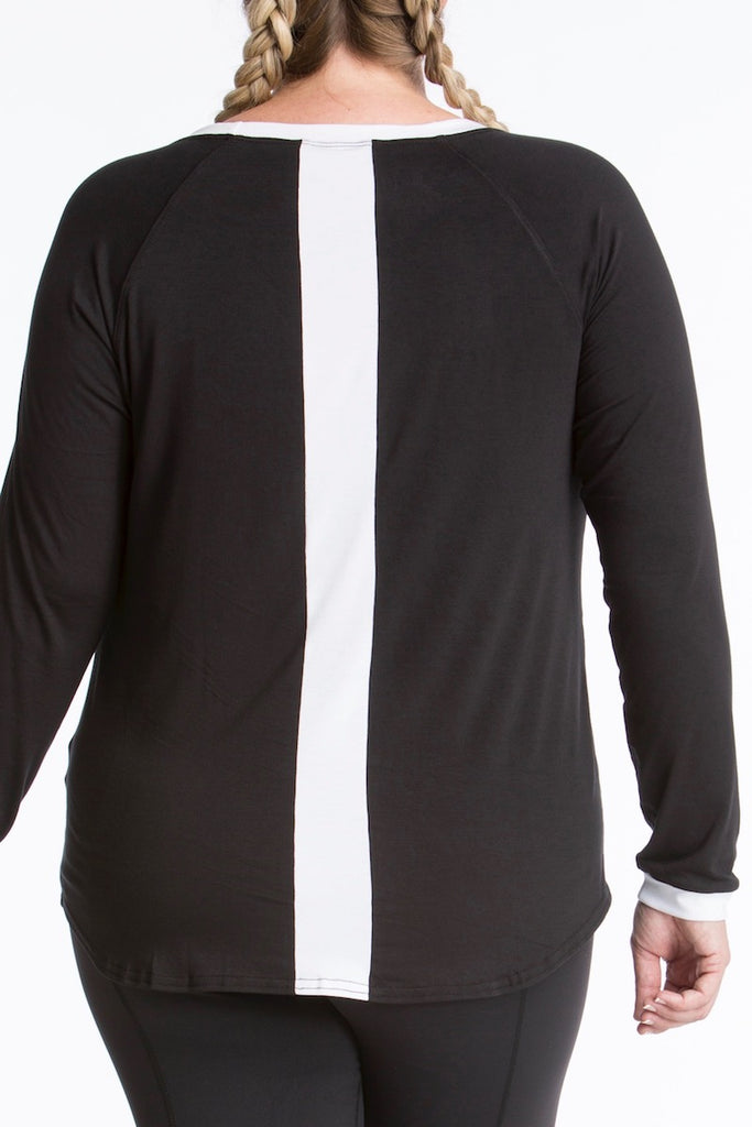 lola getts long sleeves top plus size activewear black white CoverstoryNYC