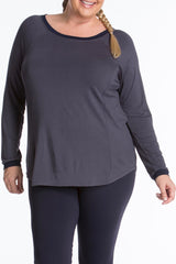 Lola getts long sleeves top plus size activewear charcoal navy