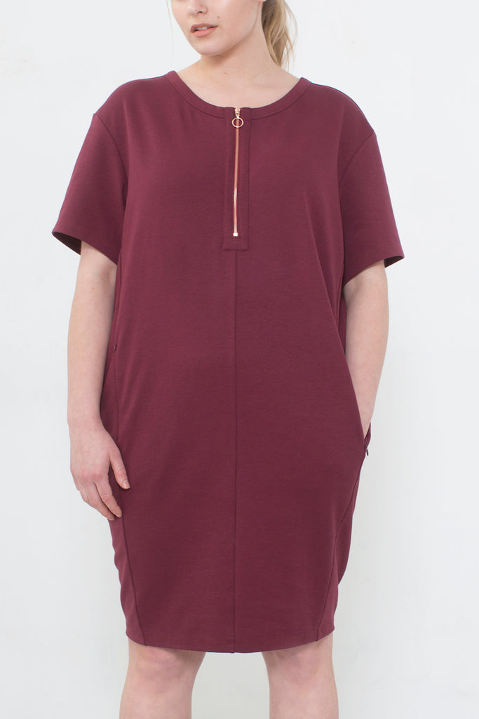 See Rose Go My Go-To Dress Burgundy plus size CoverstoryNYC