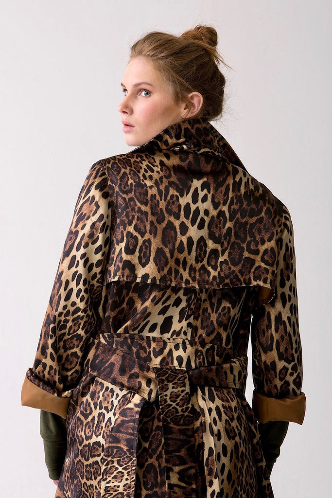 Shegul Leopard print trench coat plus size