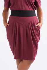 See Rose Go Pleated Skirt Burgundy plus size COVERSTORY