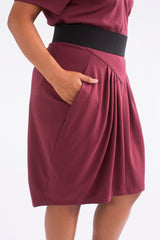 See Rose Go Pleated Skirt Burgundy plus size
