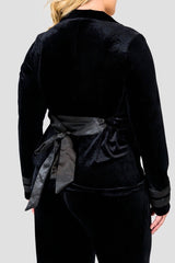 Standards & Practices Lottie Velvet & Satin blazer plus size black