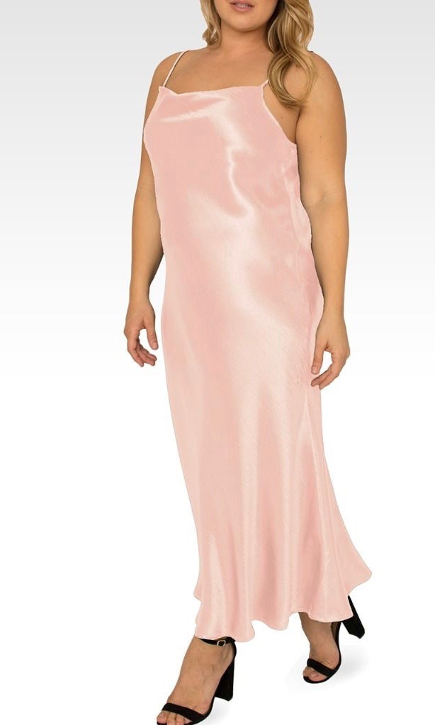 Standards & Practices - Michelle  Satin Slip Dress - Rose Pink